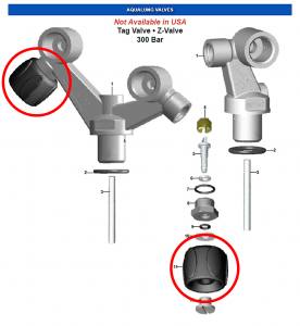 AQUALUNG - Handrad für Flaschenventil - Aqualung Tag Valve, Z-Valve - 230/300 bar