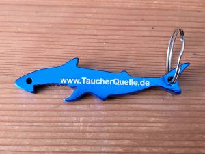 TaucherQuelle - Hai-Flaschenöffner - Schlüsselanhänger - aus blauem Aluminium