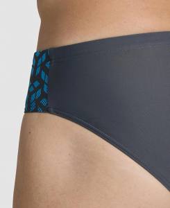 ARENA - Kikko V Swim Briefs - Herren Badehose, Slip - grau-türkis - UPF50+