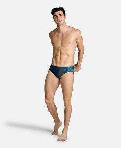 ARENA - Kikko V Swim Briefs - Herren Badehose, Slip - grau-türkis - UPF50+