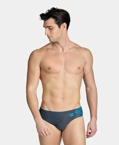 ARENA - Kikko V Swim Briefs - Herren Badehose, Slip - grau-türkis - UPF50+