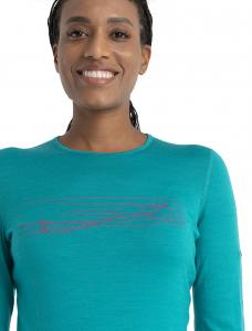 ICEBREAKER - Oasis Langarmshirt Ski Stripes Damen - 200 g/m² Merinowolle