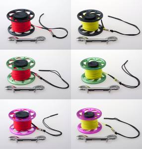 Riff - Reel 15 m Alu - in 3 Farben - Flachschnur neongelb oder rot