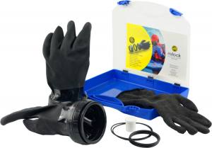 RoLock Trockentauchhandschuh- Ringsystem, schwarz, mit Handschuhen