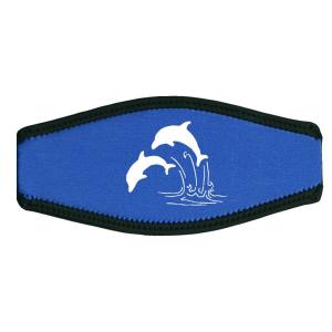 sub-base - Maskenbandüberzug aus Neopren - blau - Motiv Weißer Hai oder Delfine