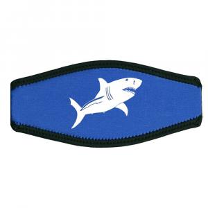 sub-base - Maskenbandüberzug aus Neopren - blau - Motiv Weißer Hai oder Delfine