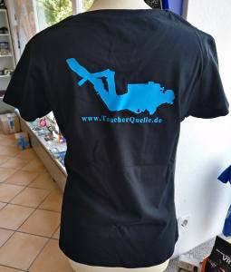 TaucherQuelle T-Shirt - schwarz mit blauem Logo - schick und bequem