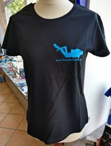 TaucherQuelle T-Shirt - schwarz mit blauem Logo - schick und bequem